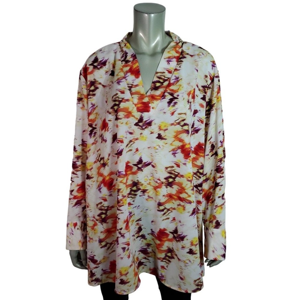 Terra & Sky‎ Top Plus Size 3X 24W/26W Tunic High Low Side Slits Yellow NWT